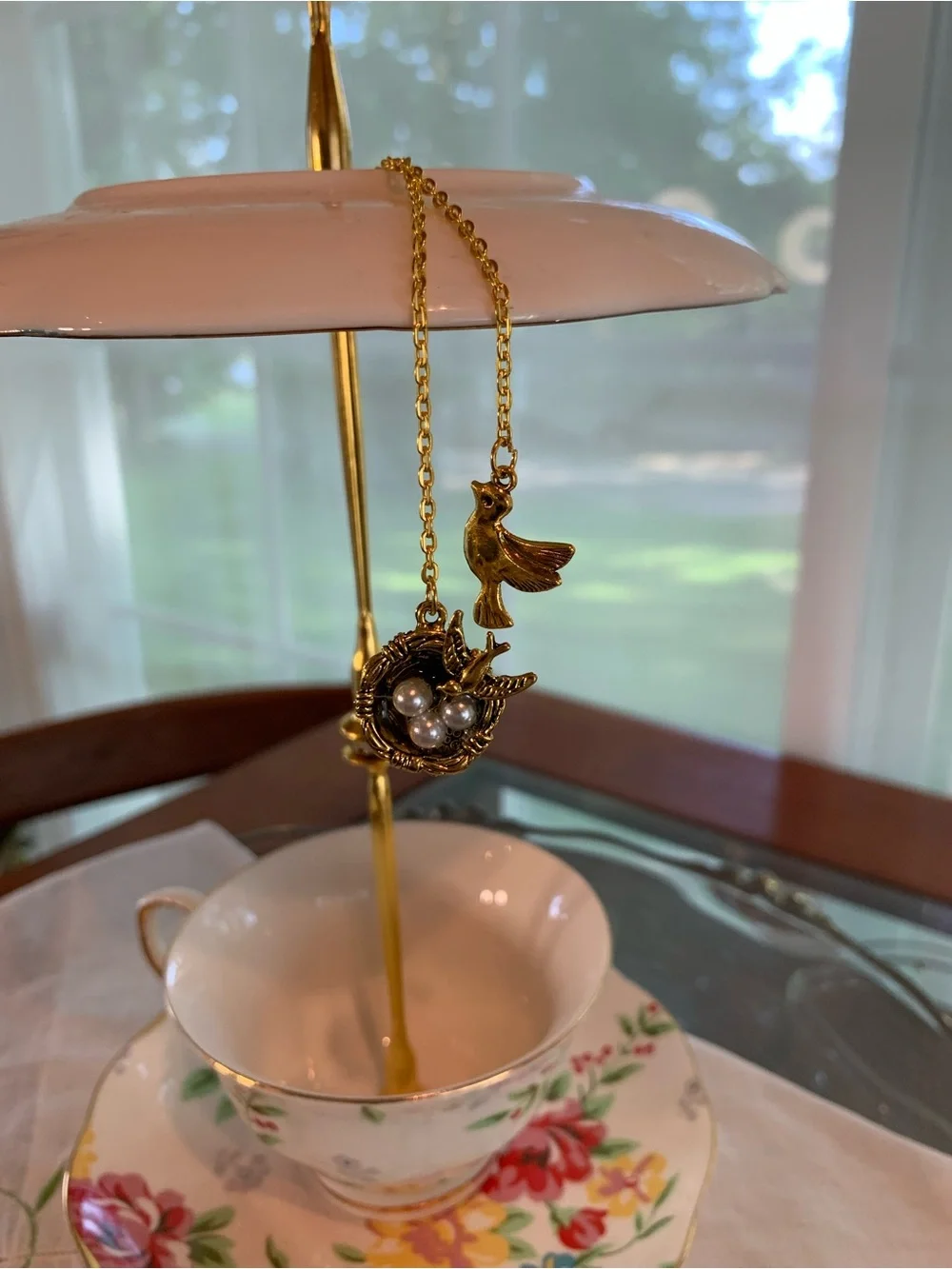 Vtg Tea Cup Hanging Bird Feeder